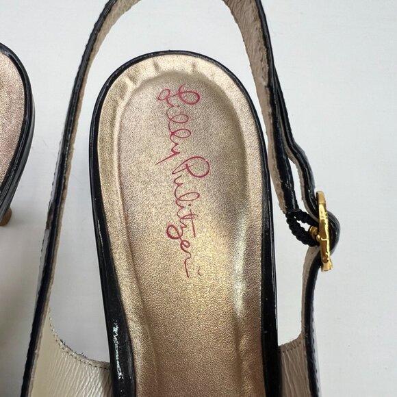 Lilly Pulitzer Kitten Heel Women 8.5 Sling Back Strap Brazil Work Party Core Go - Picture 4 of 12